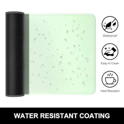 Hsurbtra Desk Pad, 32" x 16" Premium-Textured Desk Mat, Stitched Edge Anti-Slip Waterproof Rubber Mouse Pad, L Extended Computer Mat for Office Gaming Laptop Keyboard Lake Green - color: Lake Green, size: L Deskpad (32" x 16")
