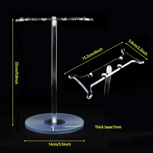 Clear Acrylic Headphone Stand with Patterned Base – Universal Holder for AirPods Max, Gaming & Wireless Headphones – Space-Saving Desk Organizer for Home & Gaming Setup (Black Record/LP) - style: Black Record/LP