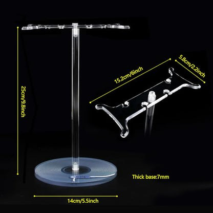 Clear Acrylic Headphone Stand with Patterned Base – Universal Holder for AirPods Max, Gaming & Wireless Headphones – Space-Saving Desk Organizer for Home & Gaming Setup (Black Record/LP) - style: Black Record/LP