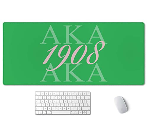 SSOIU Extended Gaming Mouse Pad (35.5x15.7 in), Large Stable Rubber Base Mousepad with Stitched Edges, Keyboard Mouse Mat Desk Pad for Work, Game, Office, Home - AkA 1908 Cool Design Green Color - color: Aka 1908
