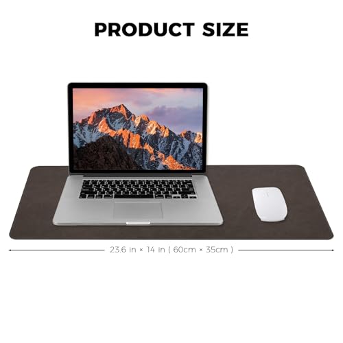 Medium Size PU Leather Desk Pad wiith Stitching Edge Easy Clean Desk Protecor Non-Slip Base Mat for PC Laptop Office/School 23.6"x 13.8" M Dark Coffee - color: Dark Coffee, size: 23.6" x 13.8"