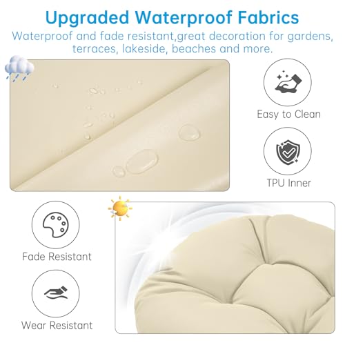 Adirondack Chair Cushion Tufted Waterproof Outdoor Rocking Chair Cushions with Ties Anti-Slip High Back Patio Chair Cushions for Patio Furniture Cushions - color: Beige