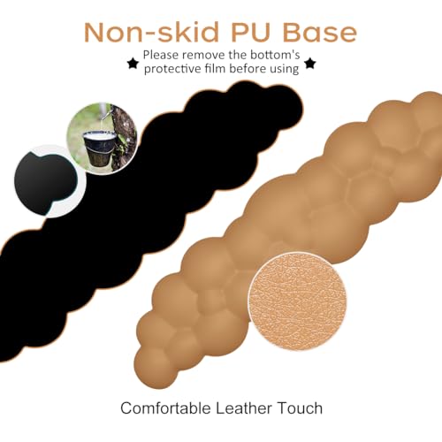 JIKIOU Upgrade Leather Cloud Keyboard Wrist Rest, Cloud Wrist Rest with Non-Slip PU Base, Comfortable Memory Foam Wrist Rest for Computer Laptop Mac Gaming Office and Pain Relief Christmas Wish Gift - color: 10brown