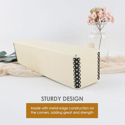 Golden State Art, Archival Slide Storage Case, 2.5"x2.125"x11" -Tan | Acid-Free File Box, Metal Edge Corner, Holds Up to 140 Films, Ideal for Store Photos Negatives and Cards - size: 2.5" x 2.125" x 11"