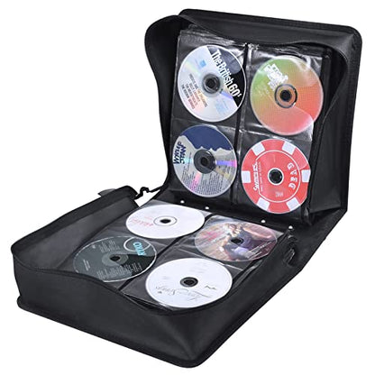 Siveit CD/DVD Case Binder, CD DVD Case Wallet Storage Holder Binder 400 Capacity CD/DVD Disc Case Booklet Album Box (Black binder, Black) - color: Black, size: Black binder