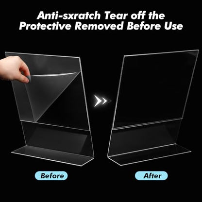 Sanwuta 2 Pcs 8.5 x 11 Inch Acrylic Sign Holder, Slant Sign Display Stand, Transparent Flyer Holder Frame Plastic Document Display for Workers Teachers Office Home Menu Desktop - size: 8.5 x 11 Inch