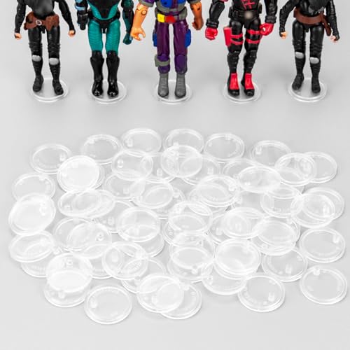 50 Pieces Round Clear Action Figure Display Stands Compatible with 3.75 inch Vintage Star Wars /Gi joe Figure Toy (Fit For 3.75 inch Vintage SW/Gi joe(25MM)) - color: Fit For 3.75 inch Vintage SW/Gi joe(25MM)