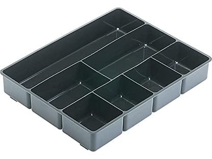 Rubbermaid Extra Deep Desk Drawer Director Tray, Plastic, 11.875 x 15 x 2.5 Inches, Black - size: 7 Section