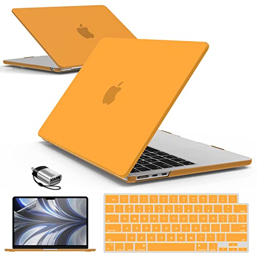 IBENZER Compatible with MacBook Air 13 inch Case M5 2026 M4 2025 M3 M2 2024-2022 A3449 A3240 A3113 A2681,HardShellCase&KeyboardCover ScreenFilm Type-C for Mac air 13.6", Marigold, KK-MAGD+2TC - color: Marigold