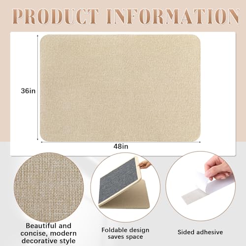 Hahafelt 48'' x 36''Linen Fabric Bulletin Board Pinboard for Walls Display Frameless Pinboard Display Notice Memory Board for Office Walls Home Kitchen Easy to Install(Brown) - color: Brown, size: 48" x 36"