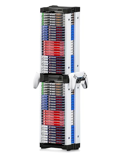 Nargos Video Game Storage Tower, Universal Organizer for PS5/PS4/PS3/PS2, Xbox One/360/Series X/S, Wii, Switch/Switch 2, DVD and Blu-Ray Cases (46 Pcs) - size: 46 Pcs