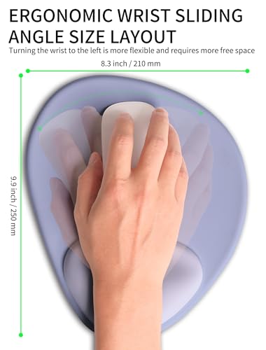 Palm-Rest and Wrist-Hugging Mouse Pad Wrist Rest, Ergonomic Wrist Support with Curve Fitting Cushioned Memory Foam for Carpal Tunnel Pain Relief, 9.9 x 8.3 Inch, Lavender Haze - color: Lavender Haze