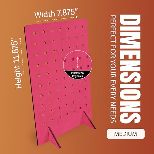 Torched Pegboard Display Stand for Jewelry, Craft Shows, Selling, Vendor Events, Tools, Peg Board Accessories Rack Organizer, Medium 8" L x 4.3" W x 12" H, Pink - color: Pink, size: Medium
