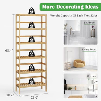 Bamboo Rack, Adjustable Bamboo Shelf, Stand Utility Storage Shelf Multifunctional Bathroom Kitchen Living Room Holder Plant Flower Stand (6-Tier) - size: 6-Tier-1