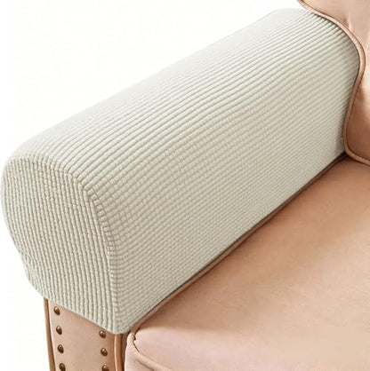 Sofa Couch Arm Chair Covers, Armrest Armchair Covers Stretch Recliner Slipcovers, Set of 2 (Ivory) - color: Ivory