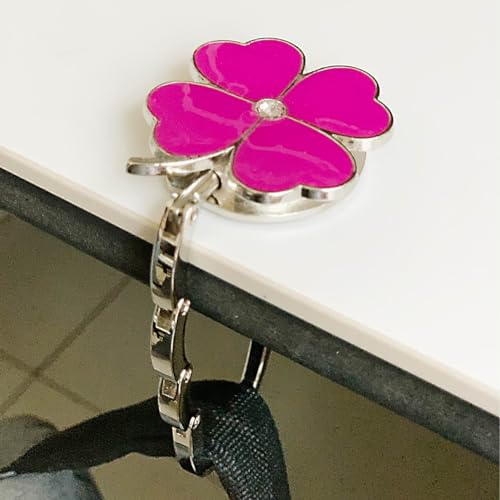 ROFLYER Four Leaf Clover Design Foldable Handbag Hanger Folding Purse Table Hook Holder (Purple) - color: Purple