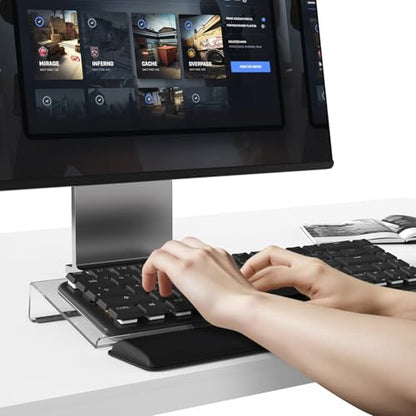 Computer Keyboard Stand and Wrist Rest Set，Keyboard Holder with Wrist Pad, Computer Wrist Support Pad, Keyboard Riser Holder with Wrist Pad for Office Home (Clear) - color: Clear
