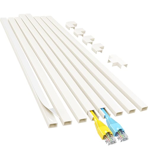 Yecaye Cord Hider, 113in Beige Cord Covers for Wires on Wall, One-Cord Cord Organizer, Easy Install Cable Management Kit, Cable Hider Home Office, W0.59in H0.4in, Beige - color: Beige, size: Small