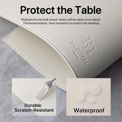 Baroyal Faux Leather Placemats Set of 6 Vinyl Washable Wipeable Table Mats for Kitchen Dining Table Heat Resistant Waterproof Modern Indoor/Outdoor Placemats Non-Slip Easy Clean Place Mats-Cream White - color: B-cream White