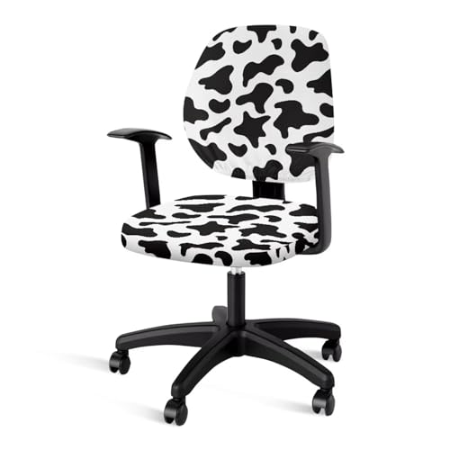 Cow Print Office Chair Covers Stretchable Office Chair Seat Cover 2 Piece Washable Gaming Chair Cover Universal Fit Most Wheelchairs,Computer Chairs,Gaming Chairs - color: Cow Print