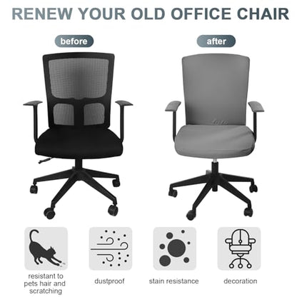 Tallew 4 Pcs Office Chair Covers Set Computer Universal Protective Stretchable Chair Seat Covers Desk Armrest Slipcovers Pads Office Cushion Backrest for Rotating(Gray) - color: Grey