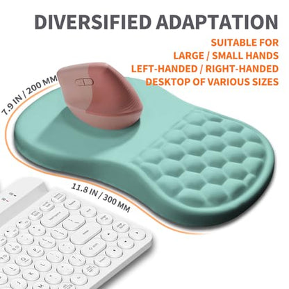 Ergonomic Joint Wrist Support Mouse Pad with Memory Foam Cushion Massage Bump, Carpal Tunnel Pain Relief Mousepad Slope Design for Wrist Rest, 11.8x7.9 in, LightBlue - color: LightBlue