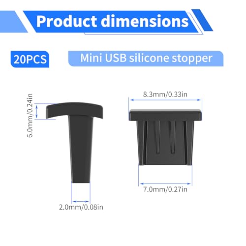 Mini USB Plug Protective Cover 20 Pcs Anti-Dust Protector Caps, Plug Protector Caps for Mini USB Female Ports and Computers Black Silica Gel - color: Black, size: Mini USB