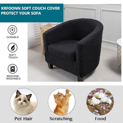 KRFOONN Club Chair Slipcover 2 Piece Stretch Jacquard Round Barrel Chair Covers Removable Tub Chair Slipcover with Elastic Bottom Chair Coverings Furniture Protector Cover for Living Room, T8 - color: Color T8