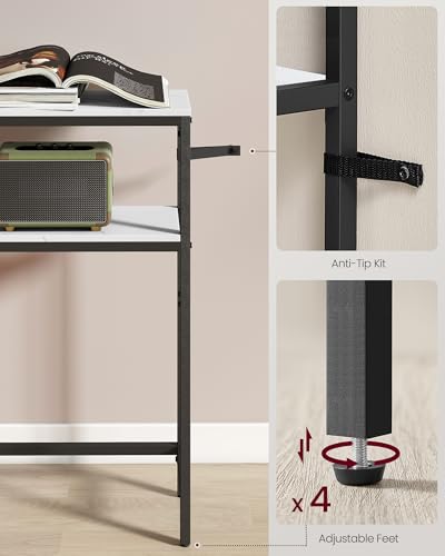 VASAGLE Console Table, 2-Tier Narrow Sofa Table with 2 Shelves, 7.9 x 39.4 x 31.5 Inches, for Living Room, Hallway, Entryway, Marble White and Ink Black ULNT131W59V1 - color: Marble White + Ink Black, size: 39.4"W - Without Power Outlet