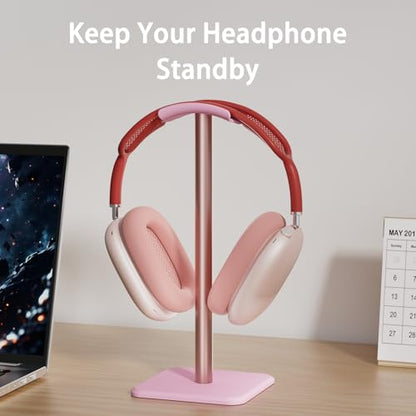 Headphone Stand - Headset Stand with Aluminum Hanger, Headphone Holder for AirPods Max, Sony, Bose, Beats and More (Pink) - color: Pink