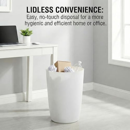 Mini Waste Basket - Durable Small Plastic Garbage Trash Can Bin - Lidless Open-Top, Slim Profile for Compact Spaces - Suitable for Home, Bathroom, Office, Bedroom, Kitchen and More, White - color: White