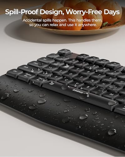seenda Wireless Bluetooth Keyboard Mouse Combo, COE200 Ergonomic Keyboard with Wrist Rest, Silent Mouse, Multi-Device Connection, Full-Size Compatible for Windows PC Laptop Mac MacBook, Black - color: Black
