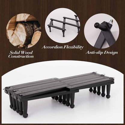 SCUNDA Wall Rack with 20 Hooks, Wooden Wall Expandable Coat Rack for Coat, Hats, Baseball Caps, Coffee Mug, Jewelry(Black) - color: Black, size: 20 Hooks