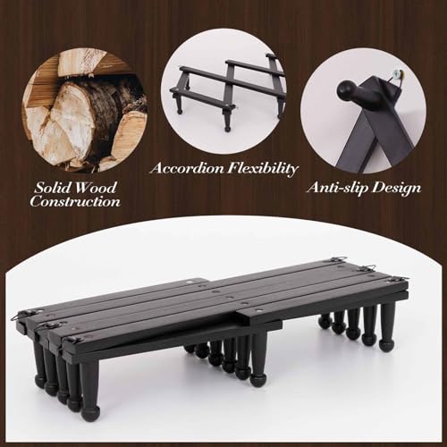 SCUNDA Wall Rack with 20 Hooks, Wooden Wall Expandable Coat Rack for Coat, Hats, Baseball Caps, Coffee Mug, Jewelry(Black) - color: Black, size: 20 Hooks