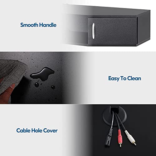 FITUEYES Floating TV Stand with Cabinet, Wall Mounted TV Shelf Media Console Entertainment Center Desk Storage Hutch for Home and Office, 41'' - color: Black