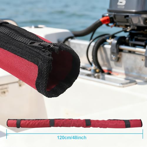 48" Trolling Motor Cable Sleeve - Neoprene Wire Cover for Boat | Neoprene Marine-Grade Protection, Full 48" Length, 2" Diameter Opening, Zipper Closure for Quick Access(Red) - color: Red