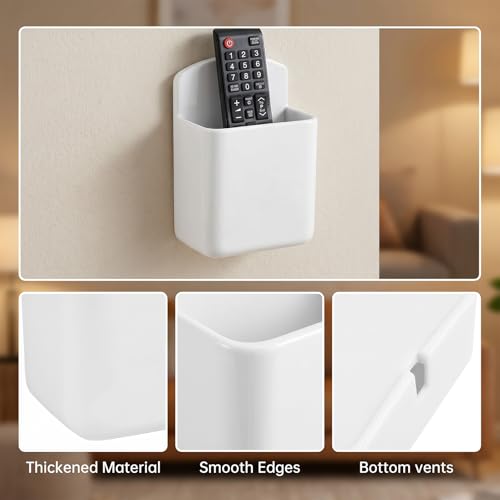 2 PCS Remote Control Holder Wall Mount, TV Remote Control Holder, Self Adhesive Pen Holder Organizers and Accessories for Home Office School (2, White+Black) - color: Set of 2-1 White+1 Black