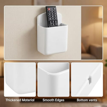 2 PCS Remote Control Holder Wall Mount, TV Remote Control Holder, Self Adhesive Pen Holder Organizers and Accessories for Home Office School (4, White 2Pcs+Black 2Pcs) - color: Set of 4-2 White+ 2 Black