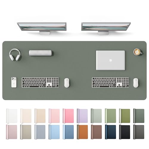 YSAGi Leather Desk Protector, Office Mat, Large Mouse Mat, Non-Slip PU Leather Blotter, Laptop Desk Mat, Waterproof Writing Pad for Office and Home(Dark Green, 63" x 24") - color: Dark Green, size: 63" x 24"