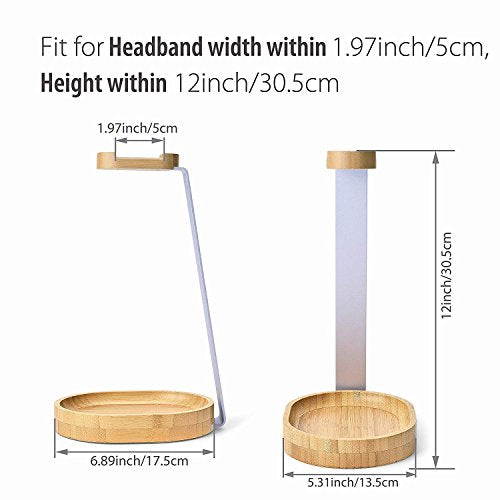 Avantree TR902 - Universal Wooden & Aluminum Headphone Stand Hanger with Cable Holder, Sturdy Desk Headset Mount Rack