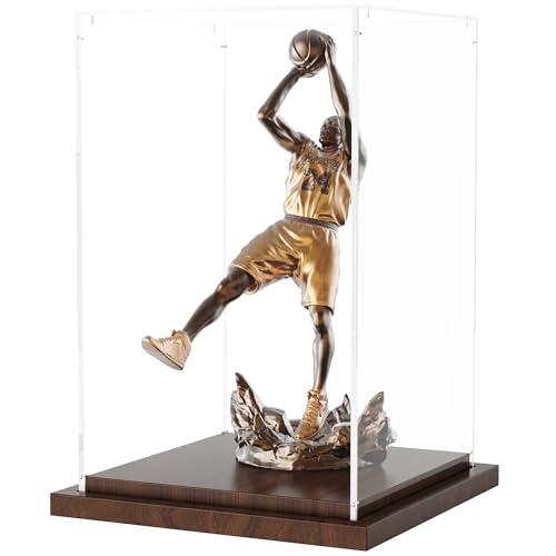 VGMiu Display Cases for Collectibles with Wood Base, Clear Acrylic Display Case Box Showcase for Collectibles, Memorabilia Displays Case for Action Figures Doll Toys - size: Collectibles Case
