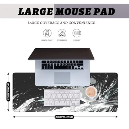 Dark Fantasy Gaming Mouse Pad Red Eyes Art Gaming Mouse Mat with Stitched Edges,Non-Slip Waterproof Rubber Base Office Computer Keyboard Laptop 31.5"x11.8" - color: Dark Fantasy, size: 31.5L x 11.8W inches