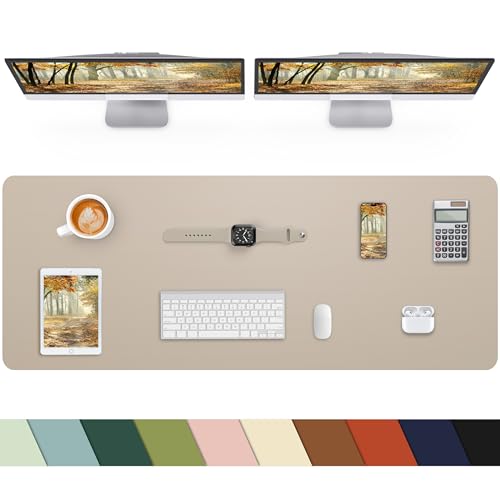 Extra Large Desk pad, Leather Desk Pad Protector,Office Desk Mat,Mouse Pad, Non-Slip Desk Blotter, Laptop Desk Pad, Waterproof Desk Writing Pad for Office&Home (Apricot, 55" x 17") - color: Apricot, size: 55" x 17"