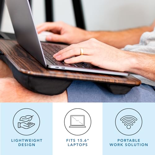LAPGEAR Home Office Lap Desk with Device Ledge, Mouse Pad, and Phone Holder - Espresso Woodgrain - Fits up to 15.6 Inch Laptops - Style No. 91575 - color: Espresso Woodgrain, size: Home Office W/Device Ledge