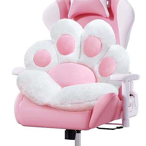 DOBUONO Cat Paw Cushion Cute Chair Cushion Kawaii Plush Seat Cushions 28"x 24"Gaming Chair Cushion Shape Lazy Pillow for Gamer Chair, Kawaii Accessories for Girl Worker Gift Stuff Room Decor (White) - color: White
