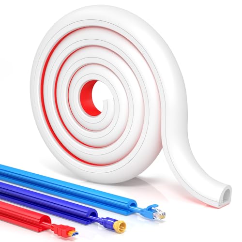 Cord Hider Wall, Flexible Cable Conceale, Self-Adhesive Silicone Wire Hider | Applicable to TV Powers Home and Office, W0.59inxH0.39in, White, 78 in - size: 78 inch