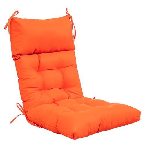 QILLOWAY Outdoor Rocking Chair Cushions Set of 2, 100% Polyester Waterproof Patio Rocking Chair Cushion, High Back Weatherproof Chair Pad for Adirondack & Outdoor Furniture, All Orange - color: Orange