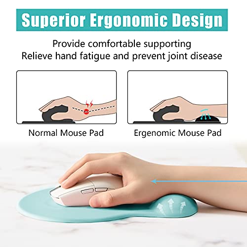 Hsurbtra Ergonomic Mouse Pad with Wrist Rest Support, Gel Mouse Pads with Non-Slip PU Base, Pain Relief Memory Foam Computer Mat, Cute Office Supplies Desk Decro Accessories, Malachite Green - color: Malachite Green, size: Normal