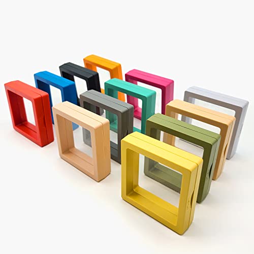 12PCS 3D Floating Frame Display Stand, Jewelry Box, Gift Box, Ornament Organizer, Small Travel Jewelry Box, PE Film Anti-Oxidation, Suspended Display Box Stackable (2.75 * 2.75，Type 5) - color: 2.75*2.75，Type 5