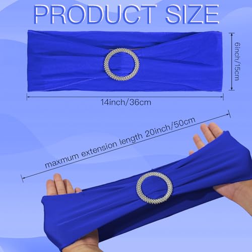 WJWHQ 100PCS Spandex Stretch Chair Sashes Bows Elastic Chair Cover Bands Ties with Buckle Slider for Wedding Party Reception Events Universal Ceremony Banquet Decorations(Royal Blue) - color: Royal Blue